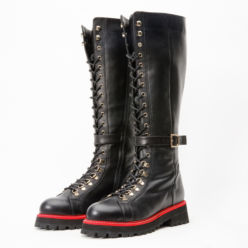 VINCI Istinye Leather Knee High Lace-Up Boots Limited Edition Size EU40/US9.5 - Picture 3 of 16